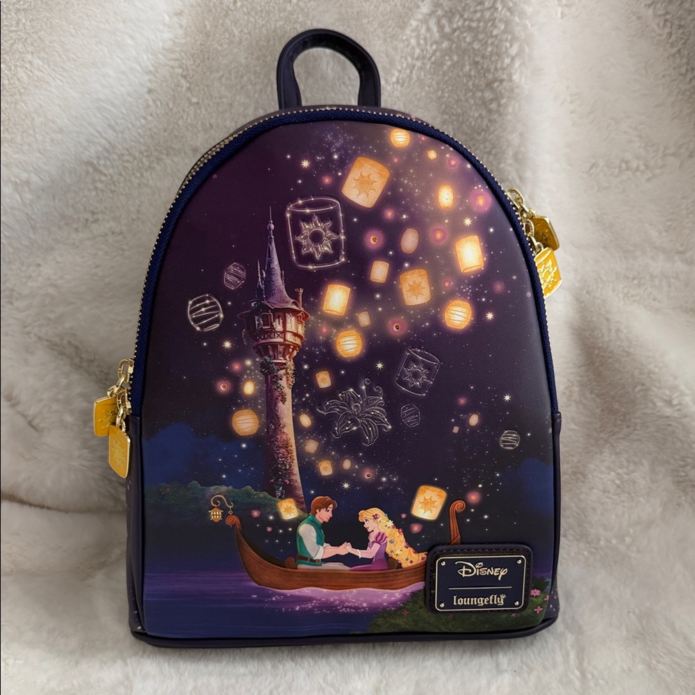 Loungefly rapunzel tangled light up floating lantern scene Disney Backpack